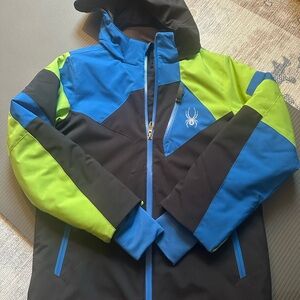Spyder Kids' Vibrant Blue and Lime Puffer Jacket
